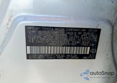 2019 Lexus Is 300 z USA, uszkodzony, nr VIN JTHBA1D25K5091987